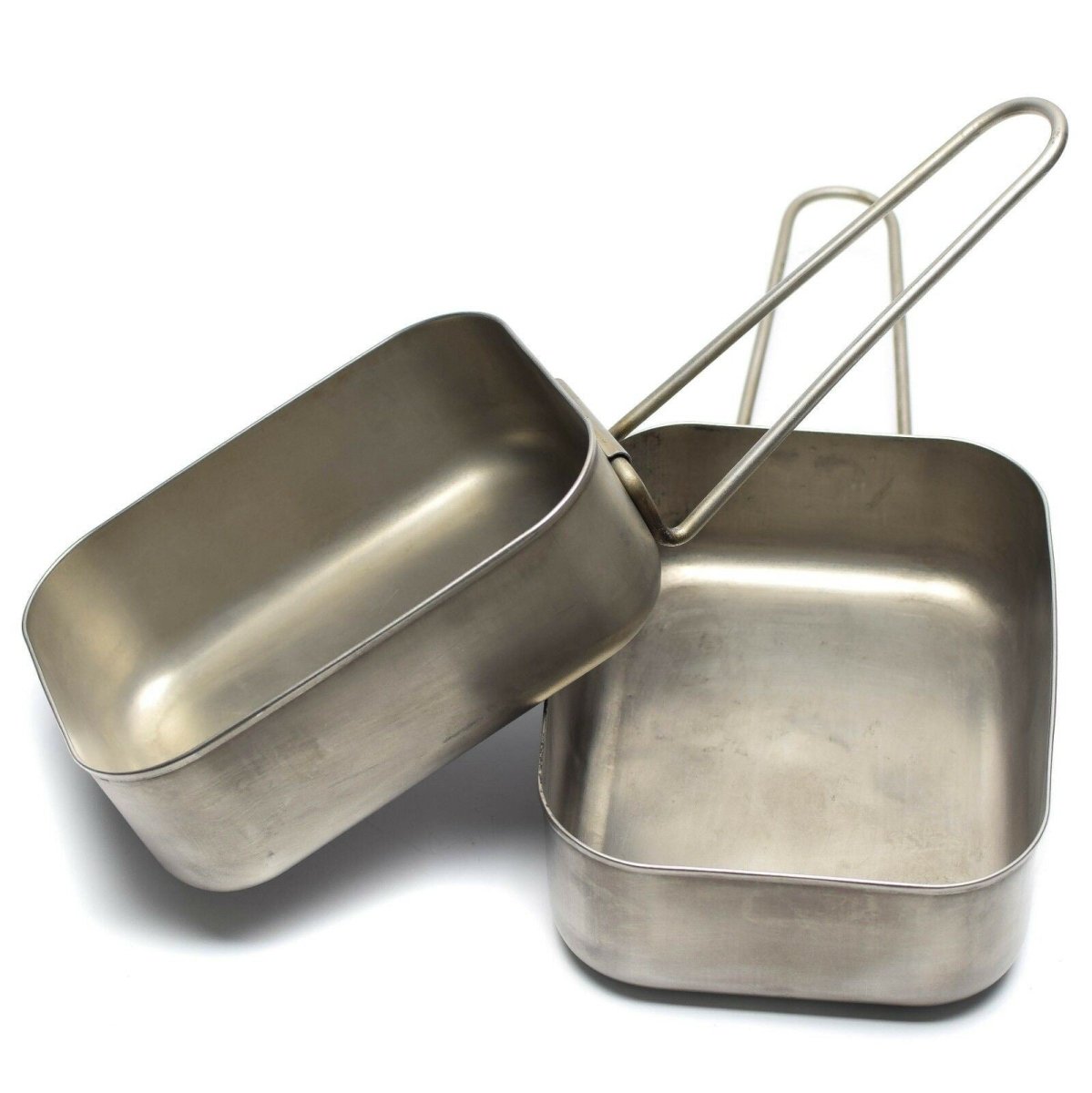 Original holandés Militar de acero inoxidable 2 PCS Mess Tins Mess Cooker Military Bushcraft