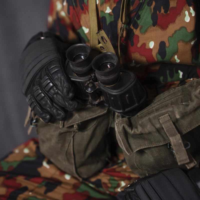Guantes de combate tácticos militares holandeses originales protección de nudillos de cuero negro