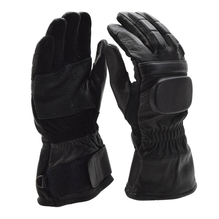 Guantes tácticos militares holandeses originales de cuero reforzado con nudillos negros - GoMilitar