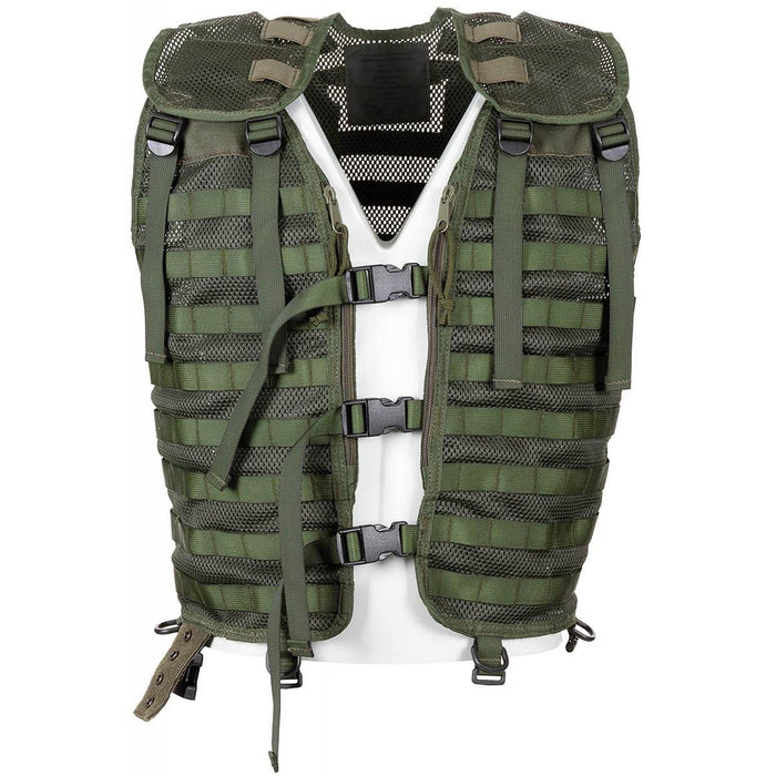 Chaleco de combate táctico verde militar holandés original con sistema MOLLE para fijación de equipo modular y uso duradero