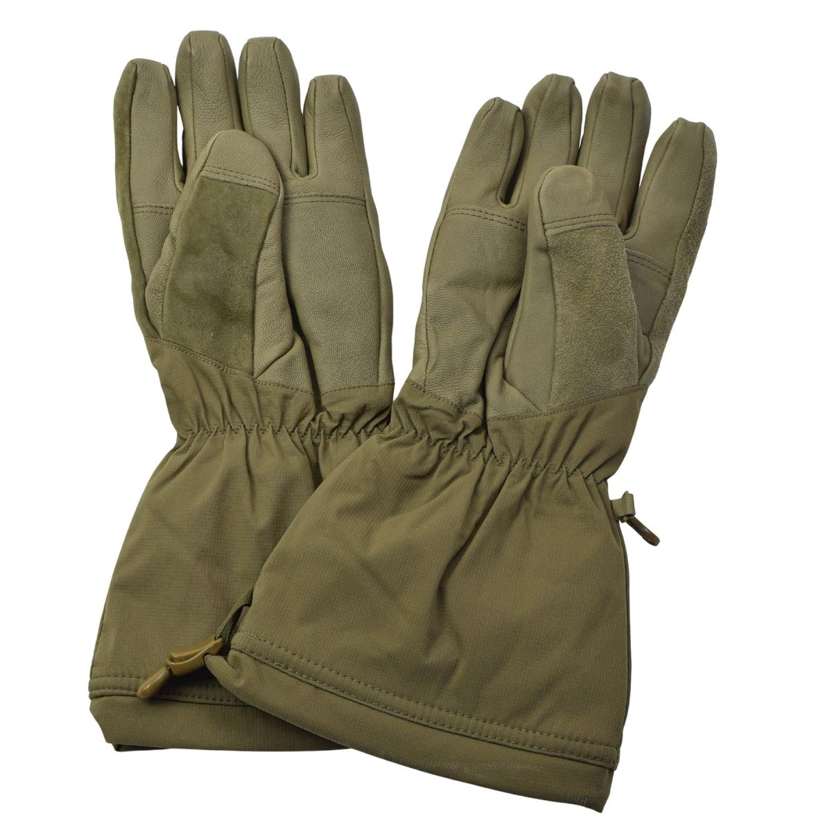 Guantes ECWS de invierno militares holandeses originales impermeables piel de cabra palma verde oliva