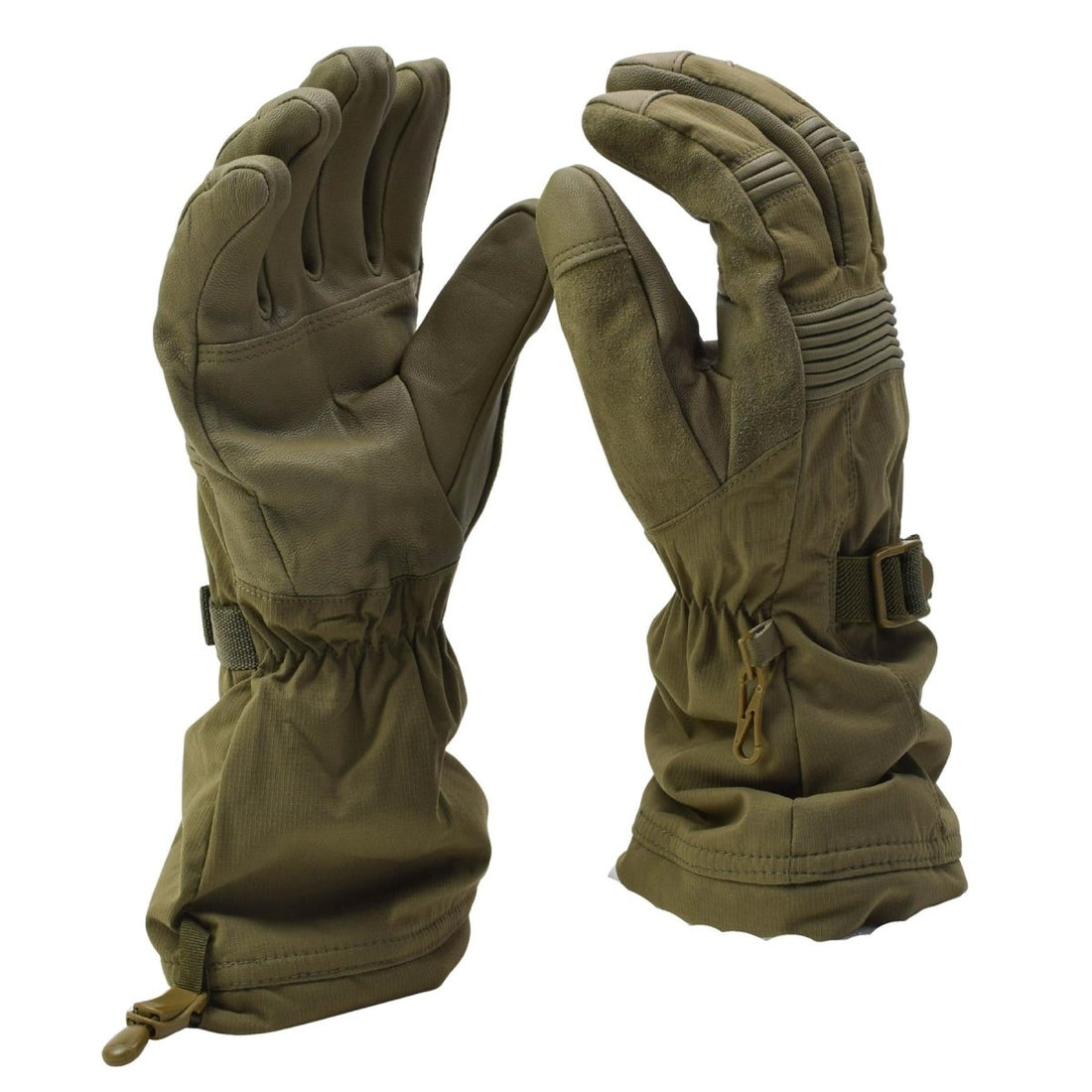Guantes ECWS de invierno militares holandeses originales impermeables piel de cabra palma verde oliva