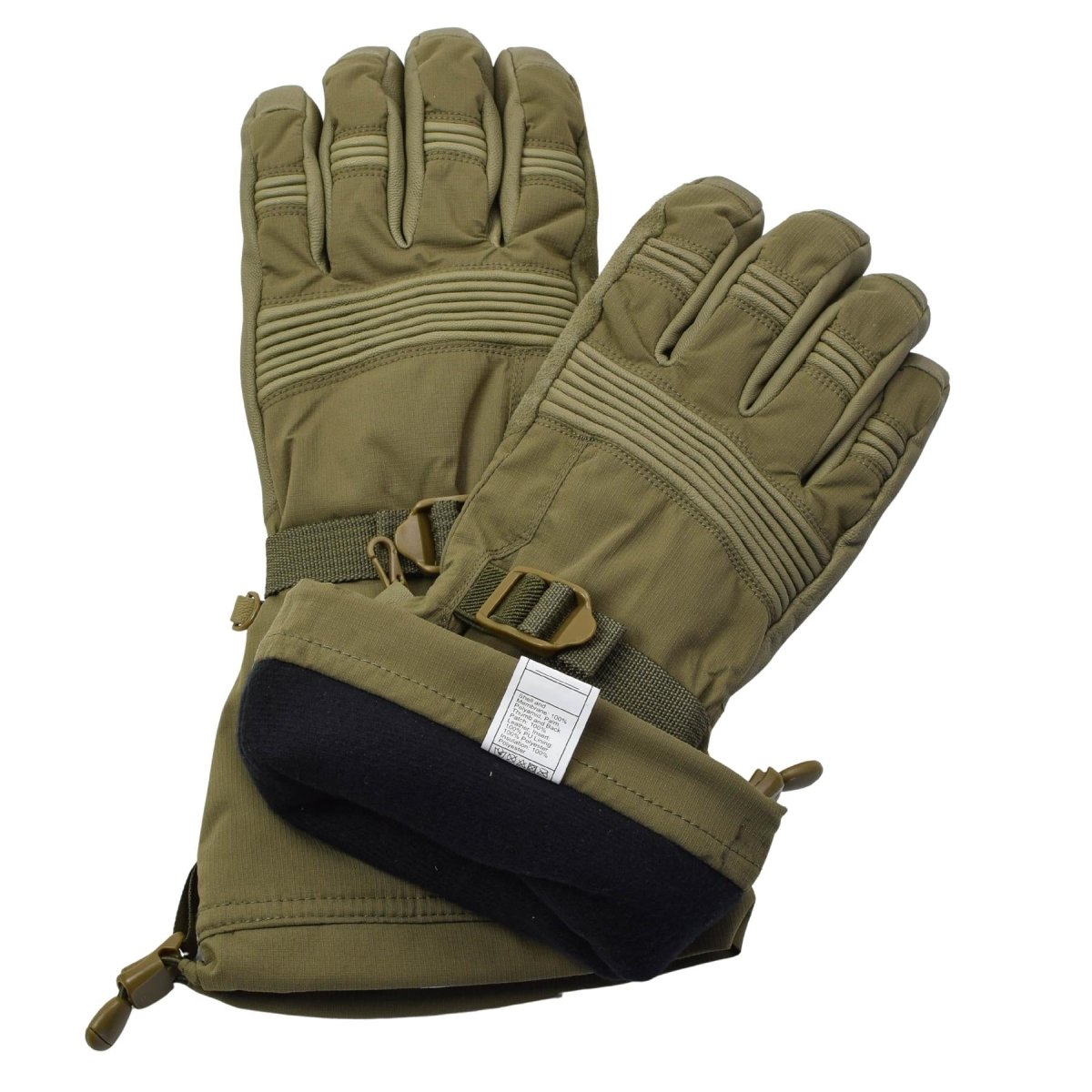 Guantes ECWS de invierno militares holandeses originales impermeables piel de cabra palma verde oliva