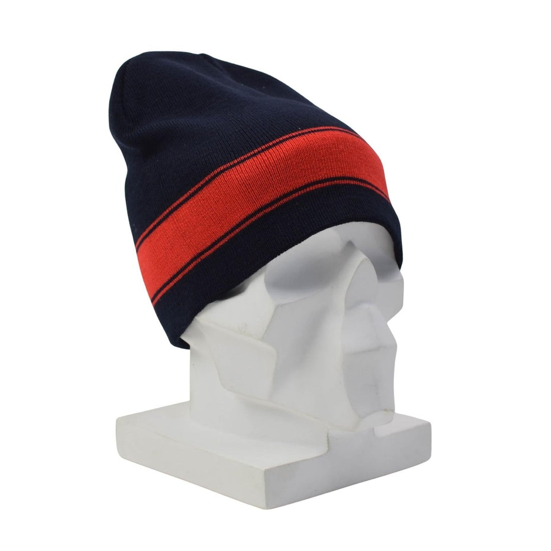 Gorro de lana militar holandés original para invierno, color azul oscuro, rayas rojas