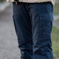 Pantalones militares de trabajo militar holandés originales de rodillas reforzadas bolsas de carga azul