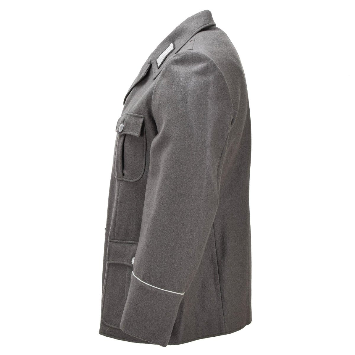 Chaqueta de vestir militar original de Alemania del Este, charreteras, parches para el cuello, color gris