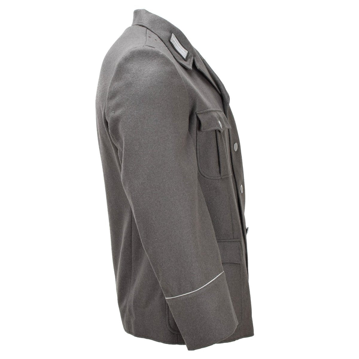 Chaqueta de vestir militar original de Alemania del Este, charreteras, parches para el cuello, color gris