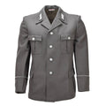 Chaqueta de vestir militar original de Alemania del Este, charreteras, parches para el cuello, color gris