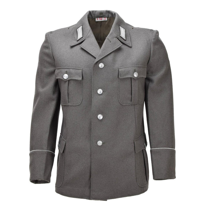 Chaqueta de vestir militar original de Alemania Oriental Charreteras Parches de cuello Gris - GoMilitar