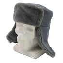 Original East German army officer winter ushanka hat with faux fur lining and ear flaps for cold weather protection