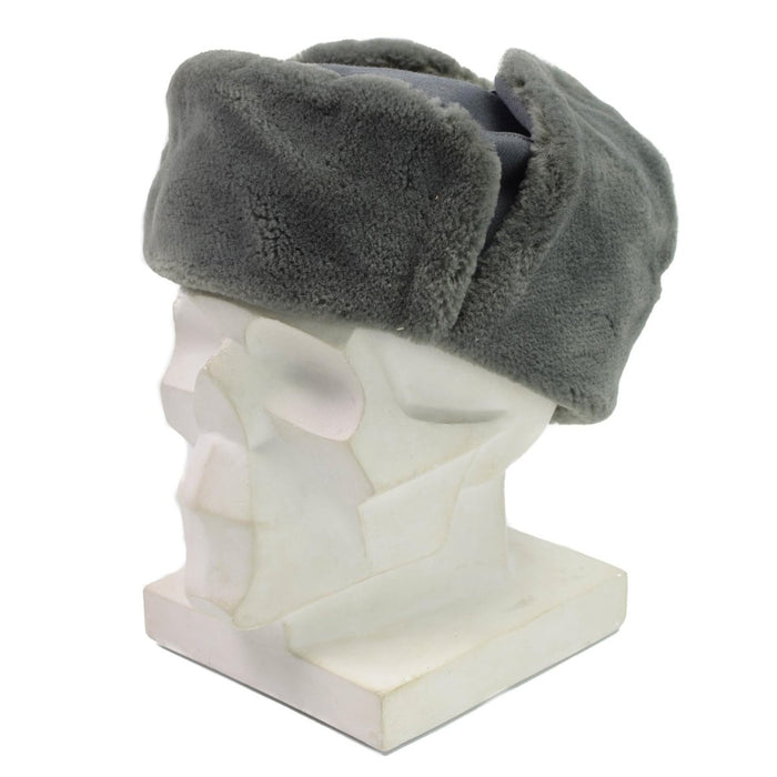 Sombrero ushanka de invierno original del oficial del ejército de Alemania del Este con piel sintética, estilo trampero gris para protección contra el clima frío