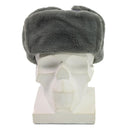 Original East German army officer winter ushanka hat with gray faux fur trim for cold weather warmth and protection