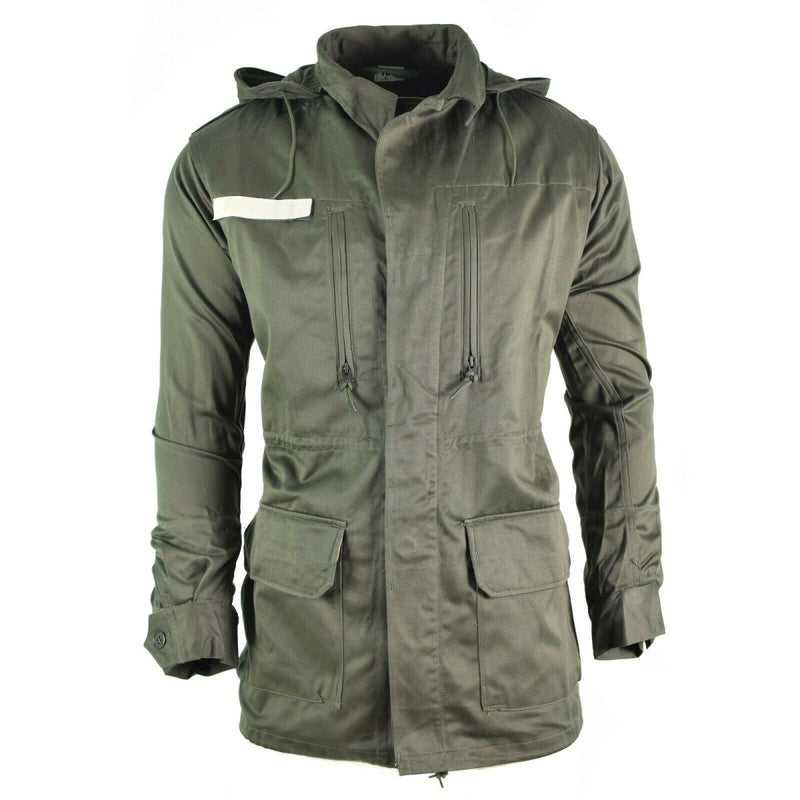 Original French army Olive OD jacket fatigue combat military hooded parka sateen - GoMilitar