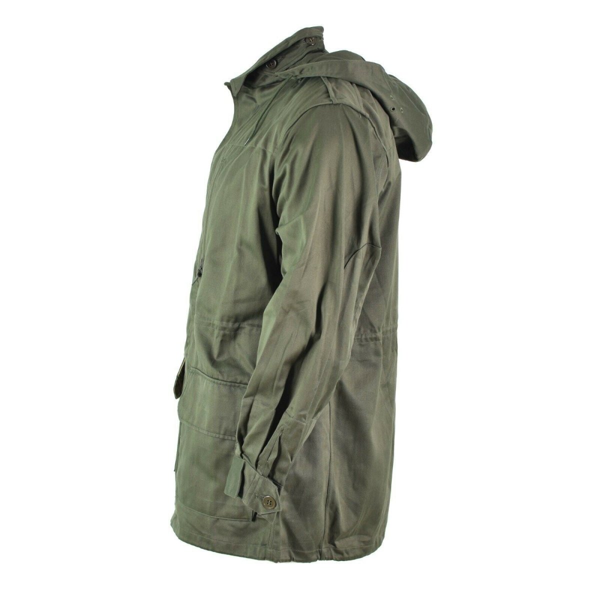 Ejército francés original Olive OD Chaqueta Fatiga Combate Militares capladas Parka sateen