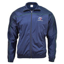 Original French army blue tracksuit sports jacket with full zip, elastic cuffs, and breathable lightweight fabric.