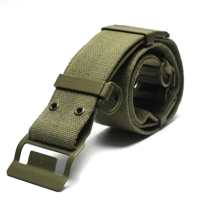 Cinturón de tejido original del ejército francés Famas Olive OD cinturón de tejido France Military NUEVO - GoMilitar