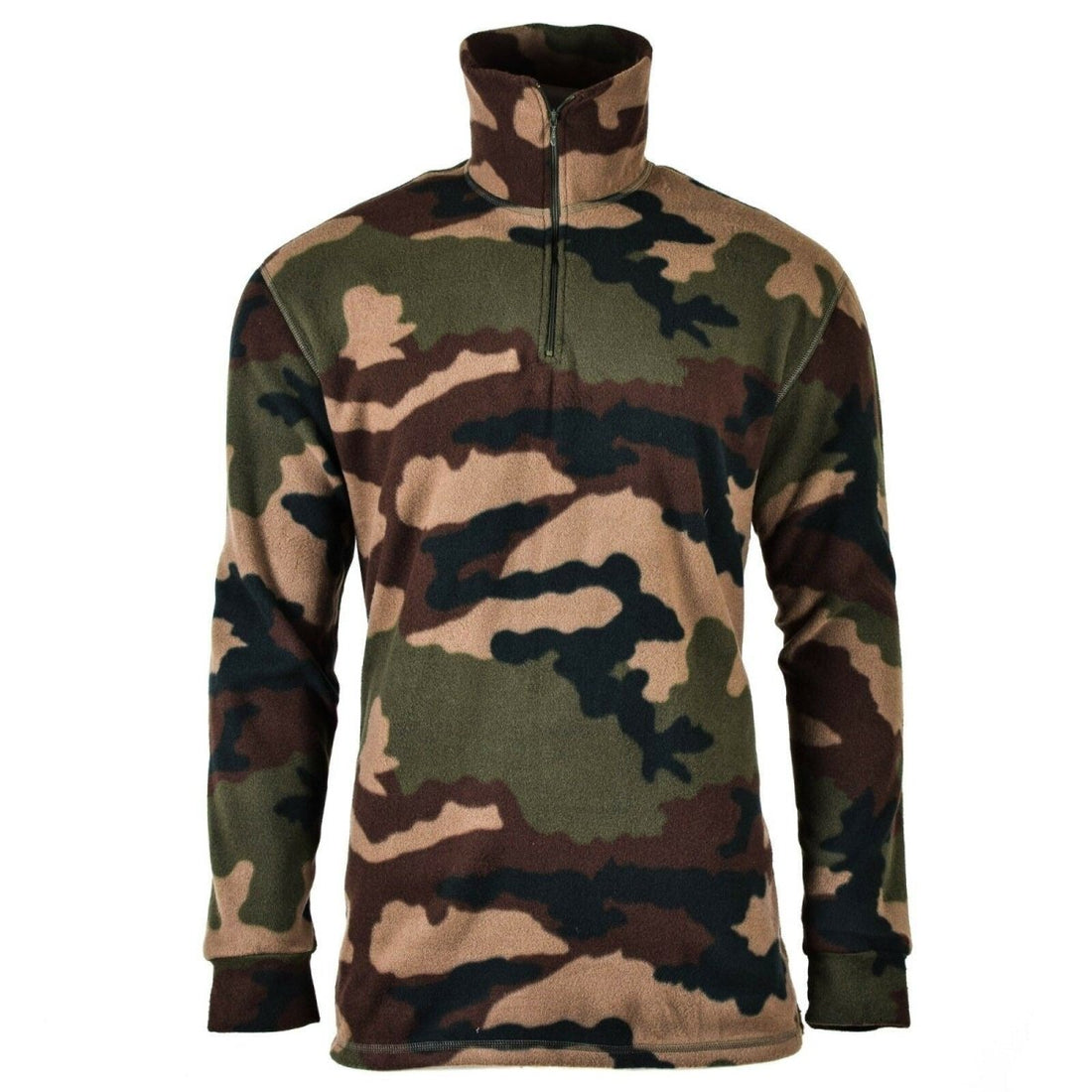 Camisa polar CCE de camuflaje forestal del ejército francés original NUEVO