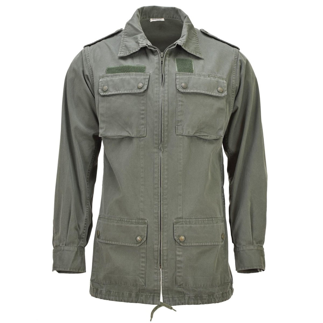 Chaqueta militar francesa original Pocos delanteros grandes oliva sólida