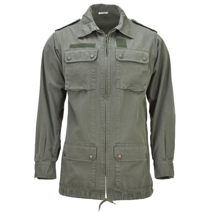 Chaqueta Clásica Militar Francesa Original Bolsillos Delanteros Grandes Color Oliva Sólido - GoMilitar