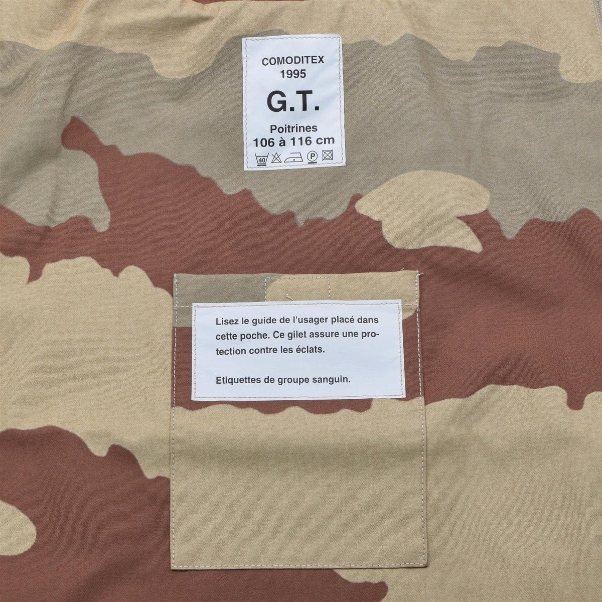 Chaleco antibalas militar francés original sin placas balísticas Deguet Camo