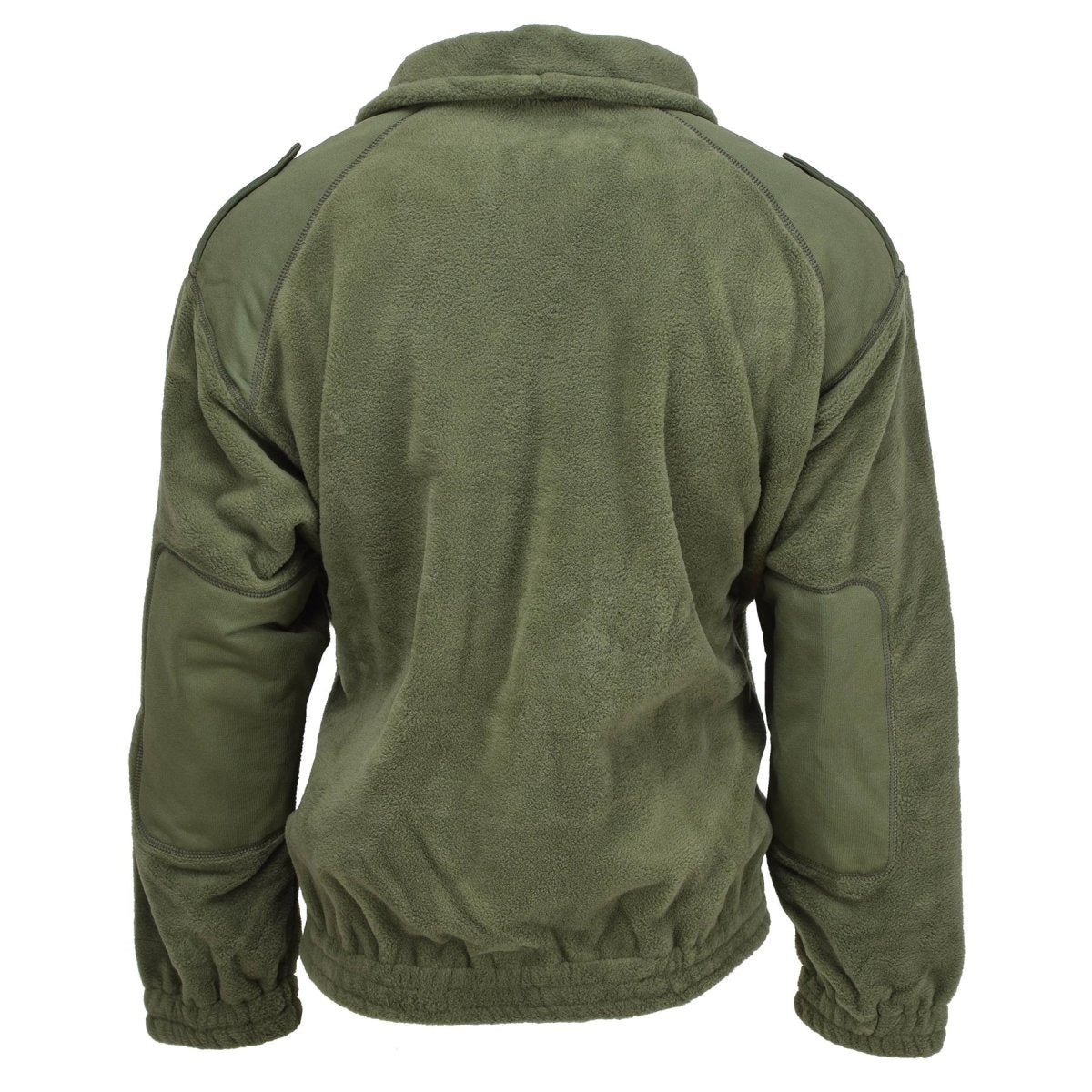 Chaqueta de vellón militar francesa original Polar Cálido de cuello alto, reforzado, oliva nueva