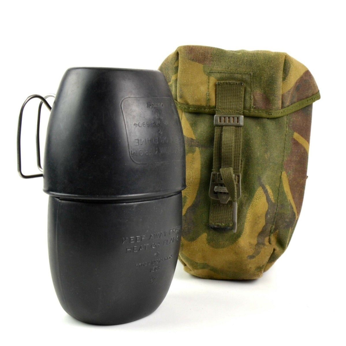 Cantina del ejército británico genuino original con la taza 58 Botella de agua con bolsa