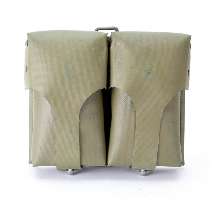 Original German army double ammo magazine pouch in olive drab PVC-coated waterproof durable material