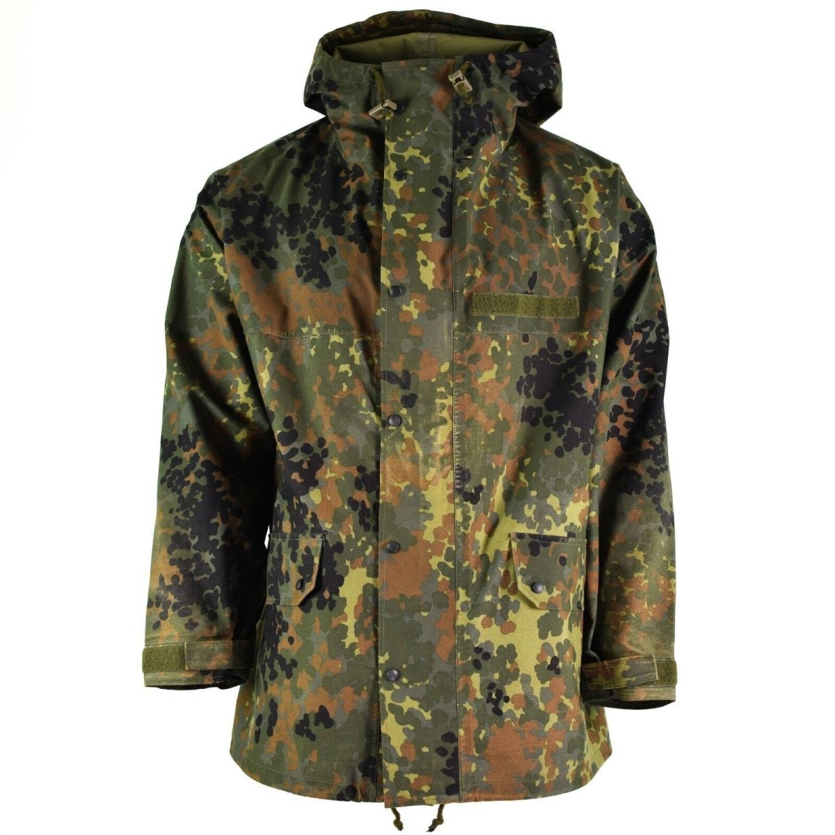 Chaqueta de campo del ejército alemán original Goretex Flecktarn Equipo de lluvia impermeable Parka