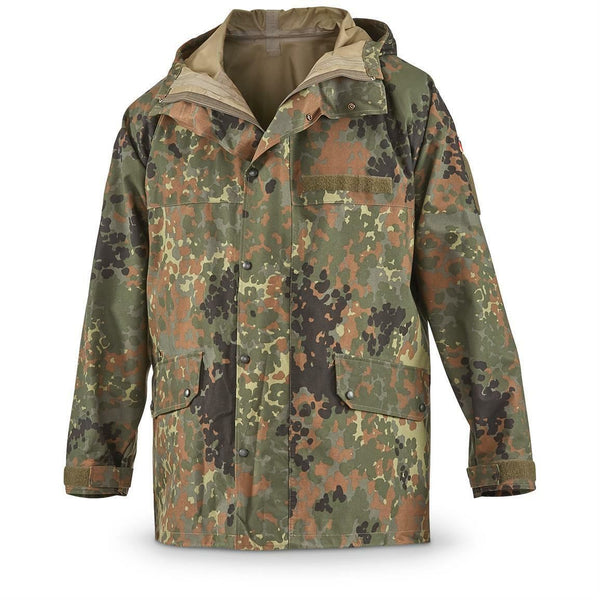 Chaqueta de campo del ejército alemán original Goretex Flecktarn Equipo de lluvia impermeable Parka