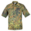 Camisa del ejército alemán original con cremallera Flecktarn mangas cortas Combate BW Ejército Problema