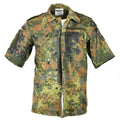 Camisa del ejército alemán original con cremallera Flecktarn mangas cortas Combate BW Ejército Problema