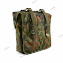 Original German army Flecktarn camouflage Cordura Nylon tactical pouch with straps and metal clips, durable and rugged design