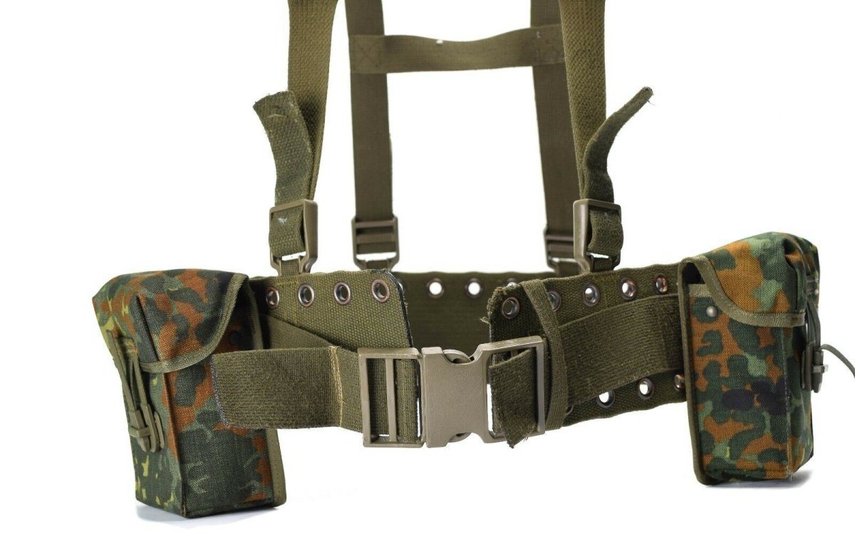 Sistema de correa del ejército alemán original 4 PCS Tactical Belt Arness Carga Kit de carga