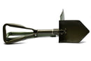 Original German BW Army folding shovel with serrated edge, compact and sturdy for survival and outdoor use.