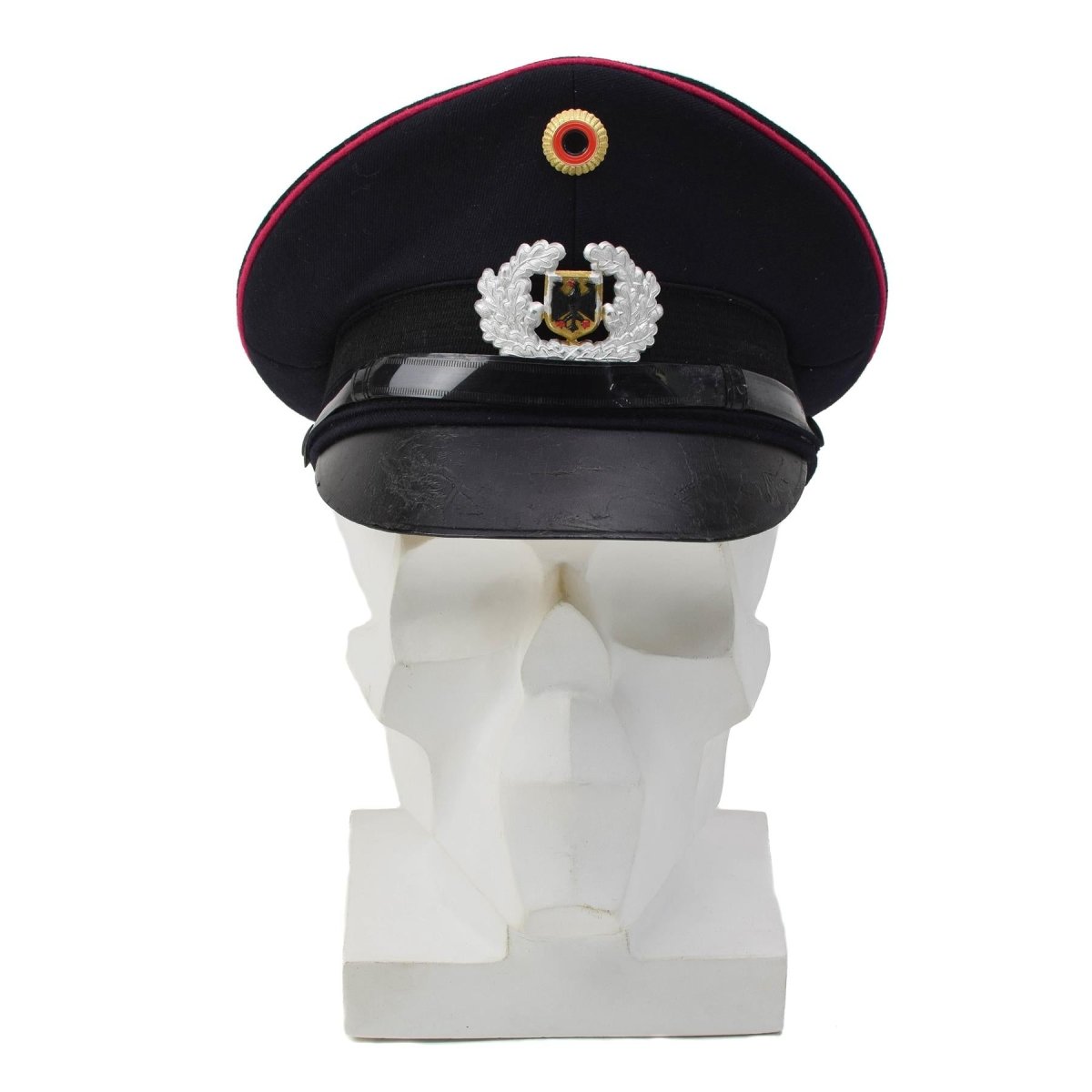 Insignia original del cuerpo de bomberos alemán, gorra con visera, escarapela BGS, color azul