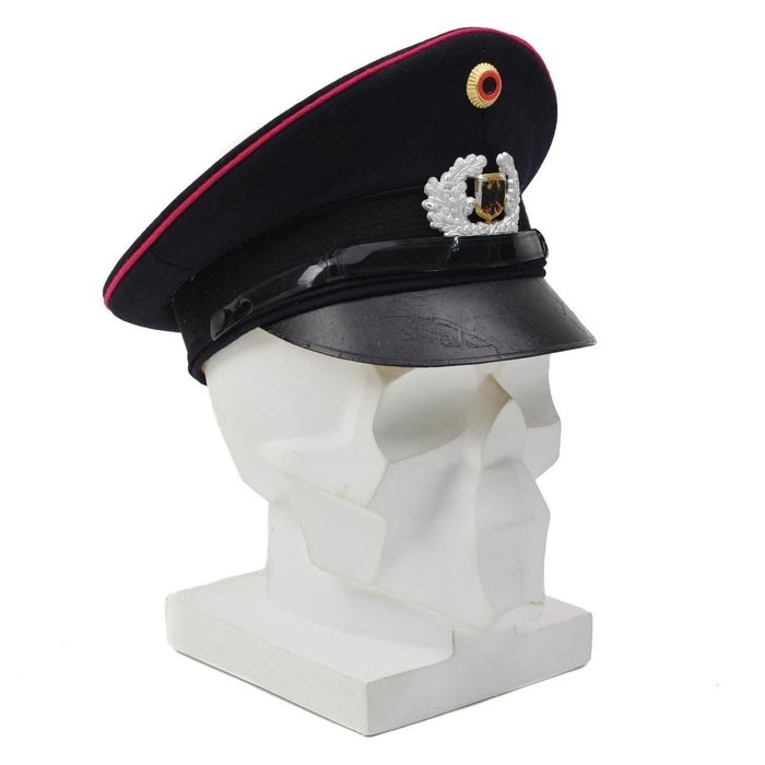 Gorra original del cuerpo de bomberos alemán con visera, escarapela BGS, insignia azul - GoMilitar