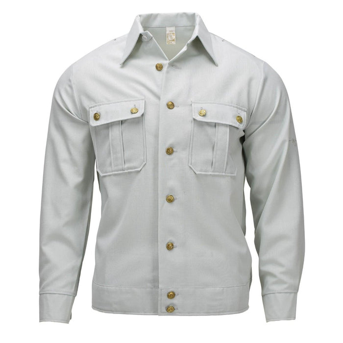 Camisa De Vestir Militar Alemana Original Manga Larga Mezcla De Algodón Verde Claro - GoMilitar