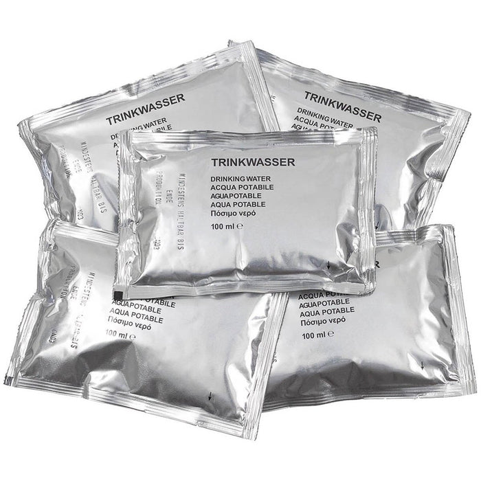 Agua potable de emergencia militar alemana original 5 x 100 ml de larga vida útil - GoMilitar