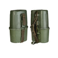 Petaca militar alemana original de 0,8 l, cantimplora de plástico y vaso de aluminio, color verde oliva