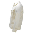 Camisa formal militar alemana original, manga larga, mezcla de algodón, ejército, emitida en color blanco roto, con bolsillos abotonados y detalles de puños, vista lateral