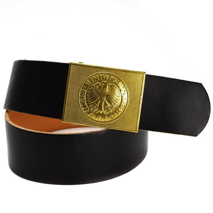 Cinturón de cuero militar alemán original hebilla de acero ajustable insignia del ejército Nuevo - GoMilitar