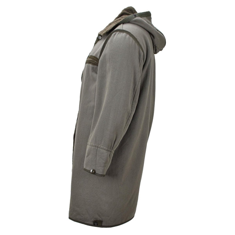 Original German military long parka faux fur liner thermal hooded army olive - GoMilitar