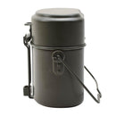 Juego de comedor militar alemán original, de aluminio, con tapa de olla de 3 piezas, color oliva