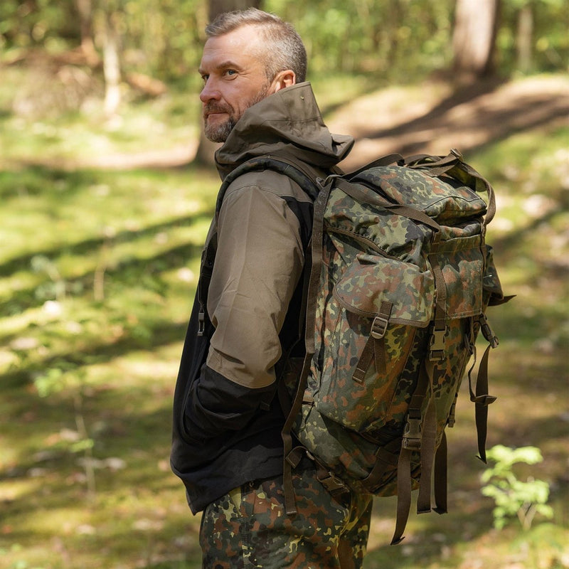Mochila táctica militar alemana original 65L Combate Rucksack Flecktarn Camo