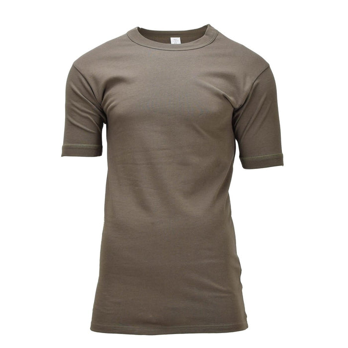 Camiseta interior térmica militar alemana original de algodón de manga corta excedente de oliva en algodón transpirable y duradero para uso en exteriores