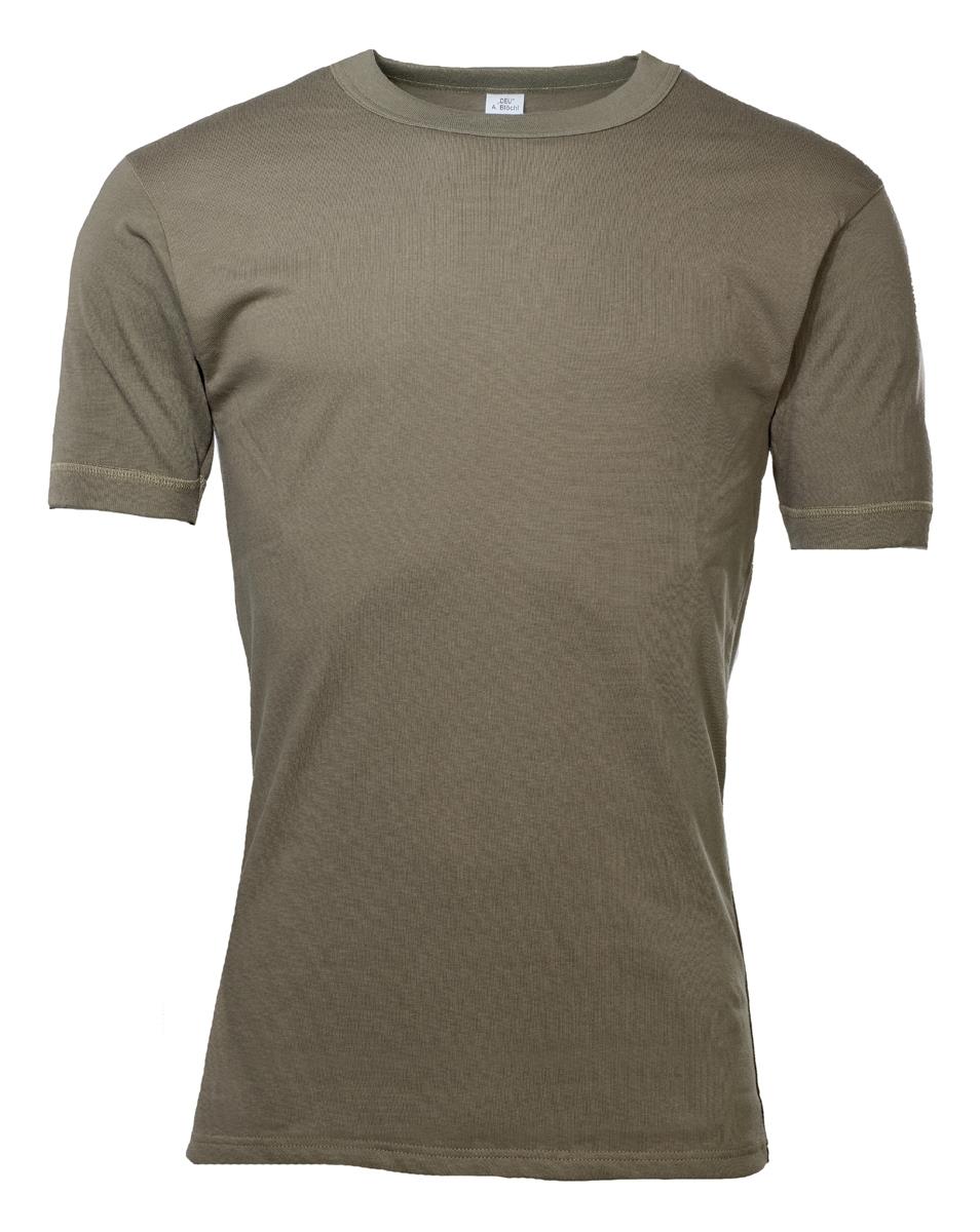 Camiseta interior térmica militar alemana original de algodón de manga corta excedente verde oliva