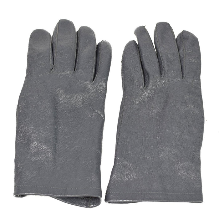 Par de guantes de cuero gris originales del excedente militar táctico del ejército alemán, duraderos y de estilo vintage.