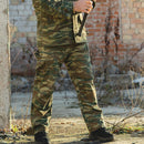 Greek army BDU pants in lizard camouflage with reinforced knees, designed for outdoor and tactical use.