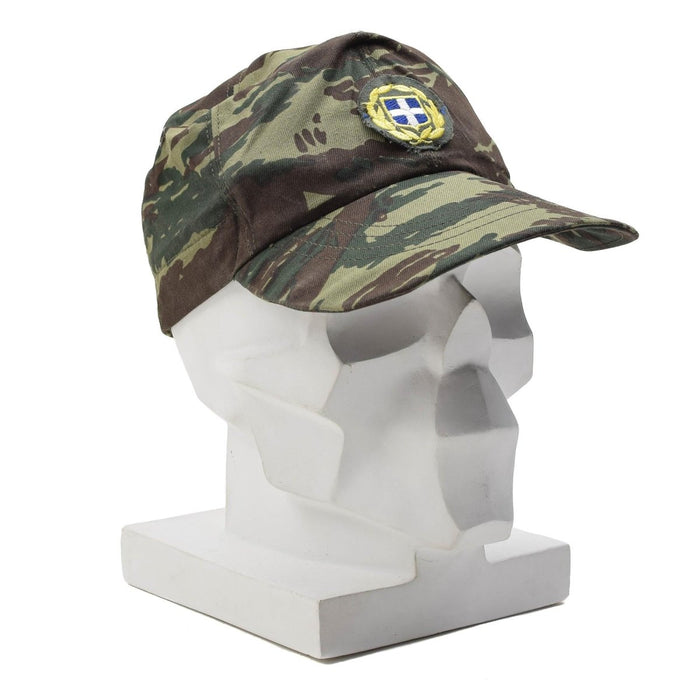 Gorra de campo de camuflaje de lagarto excedente militar griego con emblema griego, duradera y diseñada para uso en exteriores.