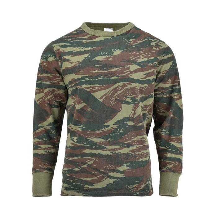 Sudadera militar griega con estampado de camuflaje de lagarto, tejido elástico, puños elásticos y cuello redondo para mayor comodidad y durabilidad.